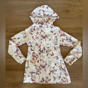 Farm Rio Butterfly White & Purple Lightweight Hooded Jacket with Pockets Small